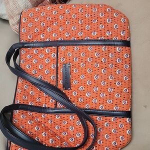 Vera Bradley satchel / shoulder bag. Orange fabric blue detailing trim.